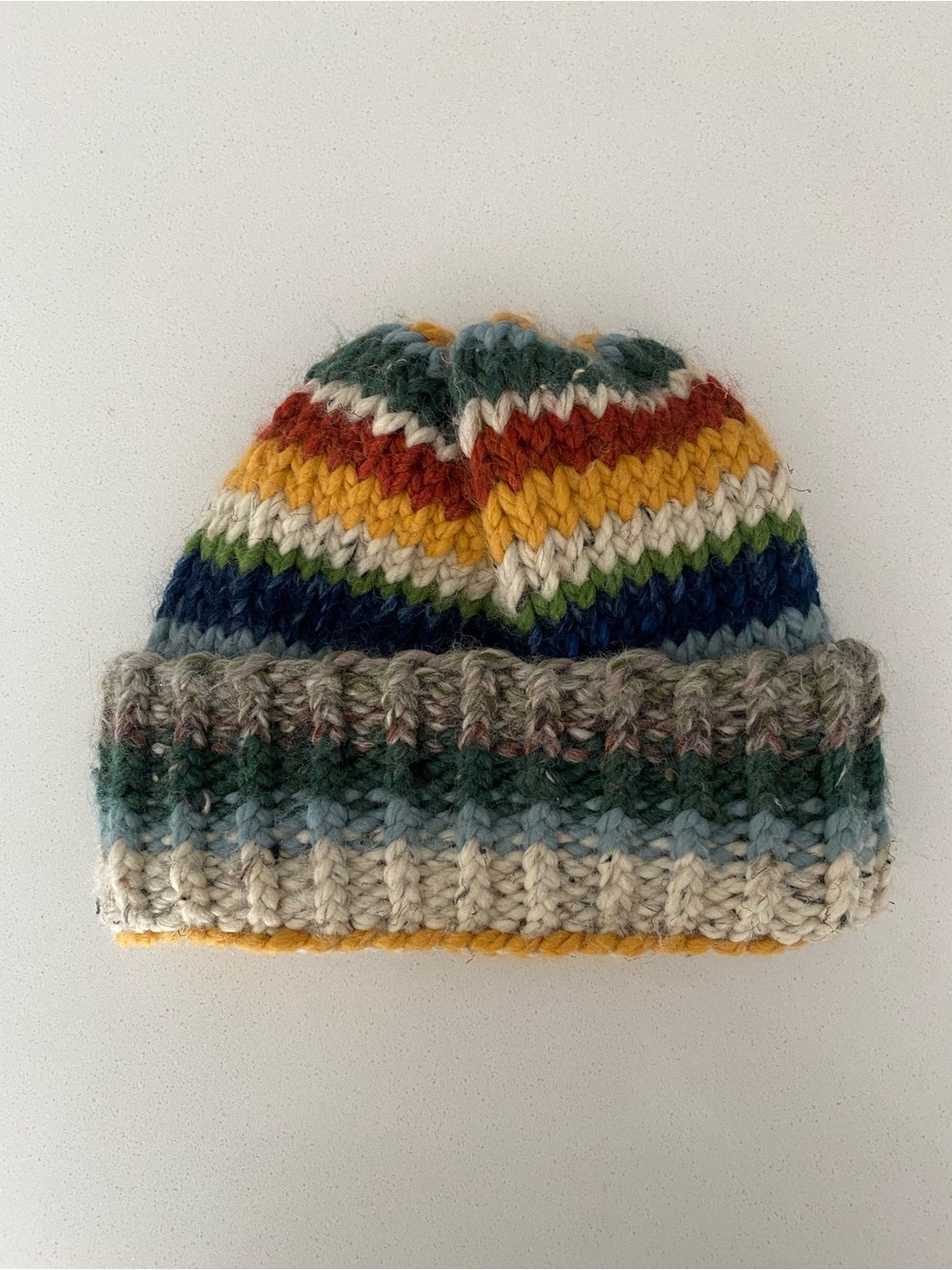 Chunky Hand Knit Multicolor Scrap Beanie